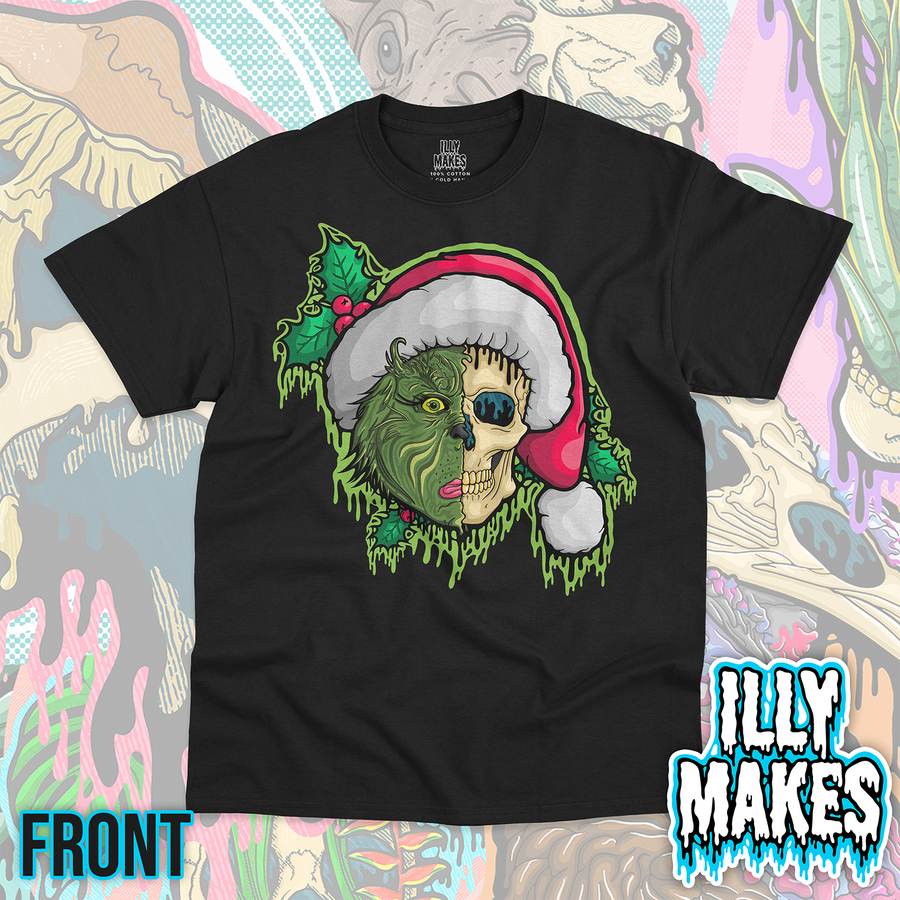 A Drippy Green Mean One's Skull Tee